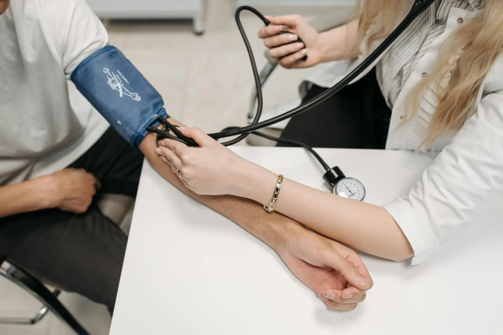 A routine health check-up in progress with monitoring equipment