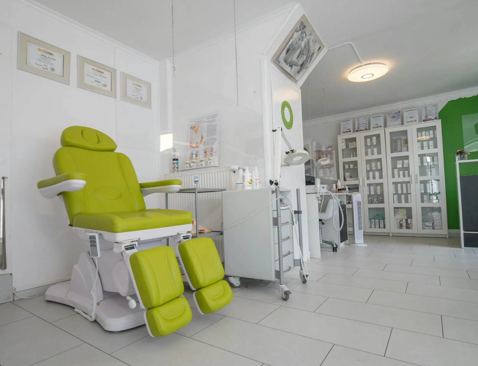 Bright, calm clinical hallway bathed in natural light